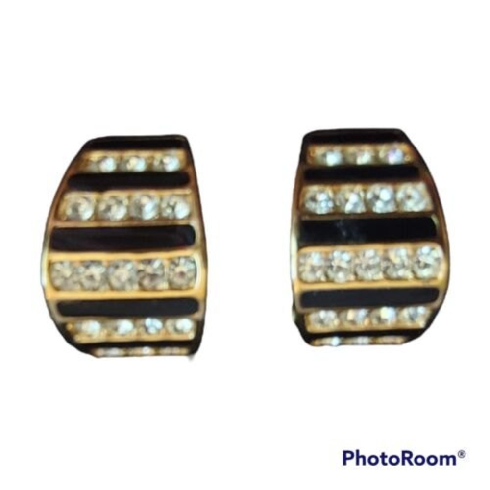 Christian Dior Vintage Black & White Clip On Earrings
